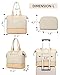Weekender Bags for Women, Large Duffle Travel Tote Bag with Shoe Compartment,Personal Item Carry On Overnight Hospital Bag with Trolley Sleeve, Beige-XL