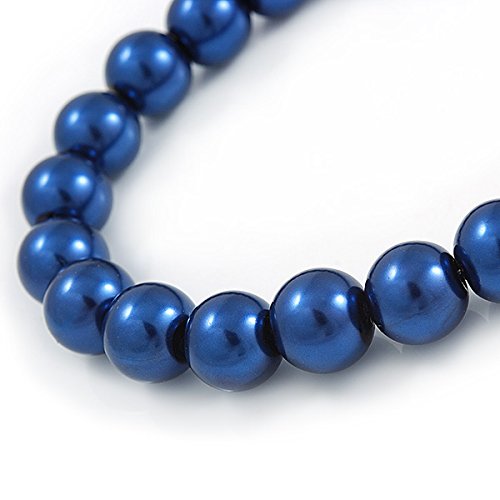 Collar de cuentas de cristal azul de 46 cm largo pulsera adaptable y pendientes juego 4