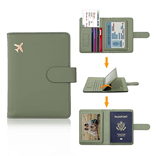 Melsbrinna Passport Holder,Passport Holder Card Slots,Cute Passport Cover For Women/Men,Waterproof Rfid Blocking Travel Wallet (Moss Green New) #TOP1