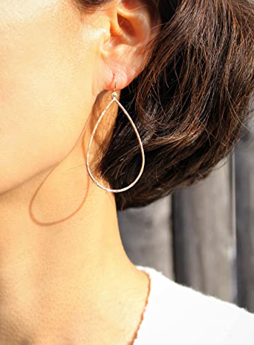 Pomina Lightweight Open Teardrop Earrings Simple Basic Gold Dangle Drop Earrings For Women Teen Girls (Textureteardrop_Silver) #TOP3