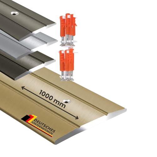 Metal Transition Strip Profile | Aluminium Flooring Strip for Parquet, Laminate, PVC, Cork | C-Shape | Pre-Drilled or Self-Adhesive (Width: 36 mm | Length: 100 cm, Gold | Self-Adhesive)