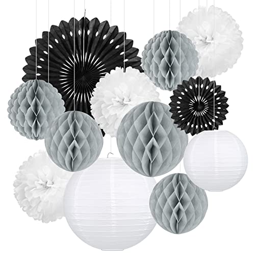 Golden Bell 12 x Lampions Seidenpapier Pompoms Wabenbälle Fächer...