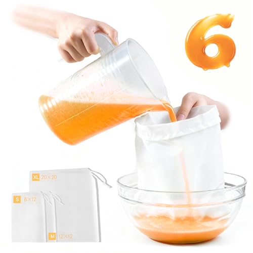 Nut Milk Bag Set 6 Pcs, Reusable Cheesecloth & Strainer Bags