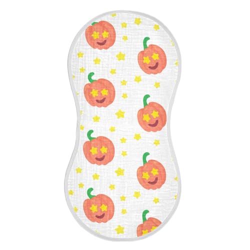 4 Pack Baby Burp Cloths, Soft Absorbent Burping Cloths for Babies, Cotton Milk Spit Up Rags, Large Size for Newborns, Baby Boys and Girls (Pumpkin Pattern)2