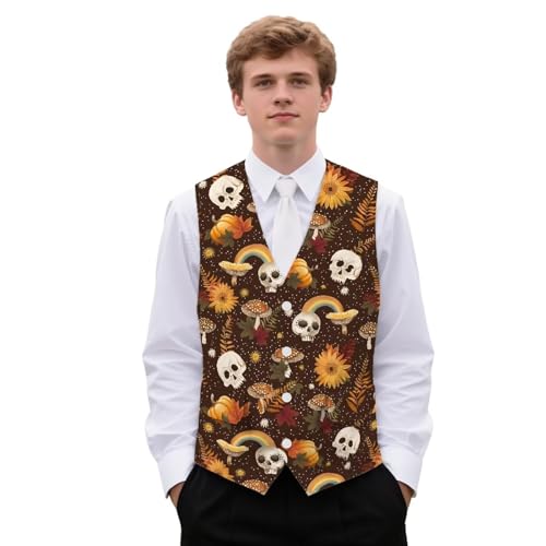 Halloween Vest for Men Slim-Fit Men's Halloween Suit Vest for Party Lightweight Mens Waistcoat with Two Pockets