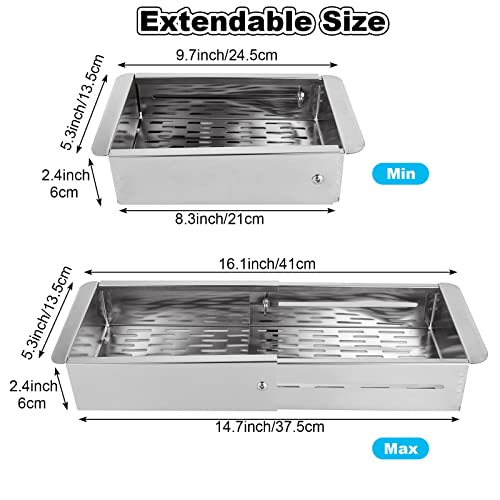 Dirbuy Over The Sink Colander Strainer Basket Stainless Steel - Extendable Kitchen Sink Colander Basket - Sink Colander For Kitchen Rinse Veggies And Fruits (10"L X 5.5"W X 2.4"H) #TOP6