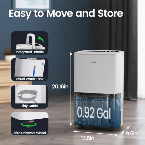 Waykar 120 Pints 2025 Energy Star Home Dehumidifier for Spaces up to 6,000 Sq. Ft, Ideal for Basement, Bathroom and Large Room with Drain Hose, Portable, Auto Defrost and Self-Drying by Waykar - Image 6
