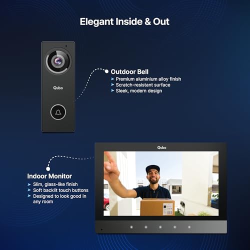 Image of Qubo InstaView Edge Wired Video Door Phone | 2MP Full HD Camera, 7-inch TFT Display, 150 Wide View, Motion Detection, IR Night Vision, Auto Recording, Door & Gate Unlock, 128GB SD Card Support