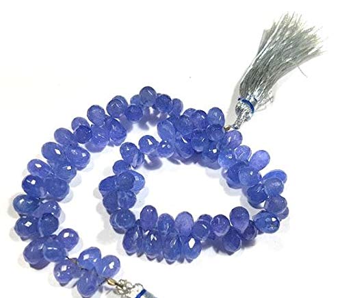 Perles tanzanite drill côté en fil de 7 pouces, tanzanite poire briolette pour collier artisanal