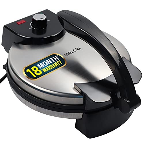 Image of iBELL IBLRM150 Roti Maker 150, 1500W, Nonstick Roti /Chapati Maker, Big Size with Temperature Control, 27cm Diameter (Silver)
