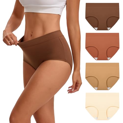 Image of INNERSY Women's Cotton Underwear High Waisted Briefs 4-Pack