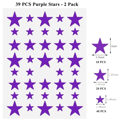 Stars Wall Decal,78 PCS Purple Stars Wall Sticker miniatura 2