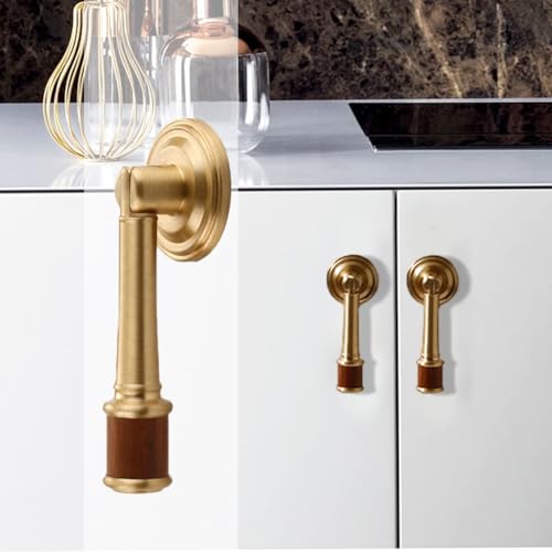 Poignées d'armoire en laiton et noyer pour tiroir de commode - 5