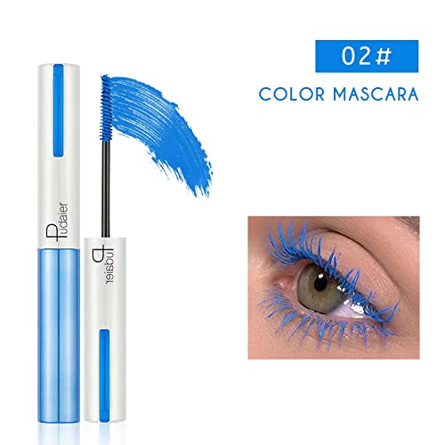Astaron Colored Mascara Set, Blue Mascara With Eyelash Curler, 5 Colors Options, Natural Washable Color Mascara, Lengthening Defining Volumizing, No Clumping, Lasting Eye Makeup Party Stage Use #TOP1