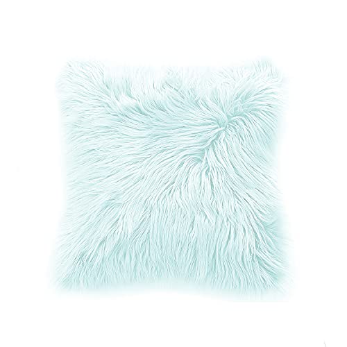 Teppich Wölkchen Lammfell Kunst-Fell Zierkissen mit Füllung | Hochflor Deko Schaffell Sitzkissen | Als Flauschige Stuhlauflage für Schlafzimmer, Wohnzimmer oder Kinderzimmer - Rosa - 43x43cm Kissen