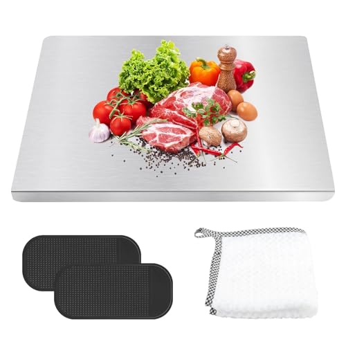 La mejor comparación de Tablas de amasar los mejores 10. 44 Tablas de cortar de acero inoxidable para tablas de cortar de cocina con tabla de amasar los labios con 2 almohadillas para orejas antideslizantes (tamaño 15.7 x 11.8 pulgadas)