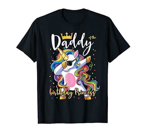 Hombre Daddy of the Birthday Princess Shirt Unicorn Themed Birthday Camiseta