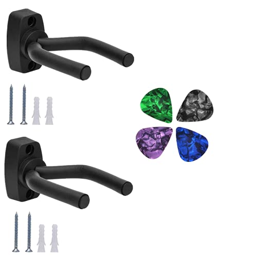 Lot de 2 supports muraux pour guitare avec vis et médiators – Compatibles avec toutes les tailles de guitares, ukulélé… - Les Beatles, Paul McCartney, John Lennon, RIngo Starr, George Harrison Lot de 2 supports muraux pour guitare avec vis et médiators - Compatibles avec toutes les tailles de guitares, ukulélé…