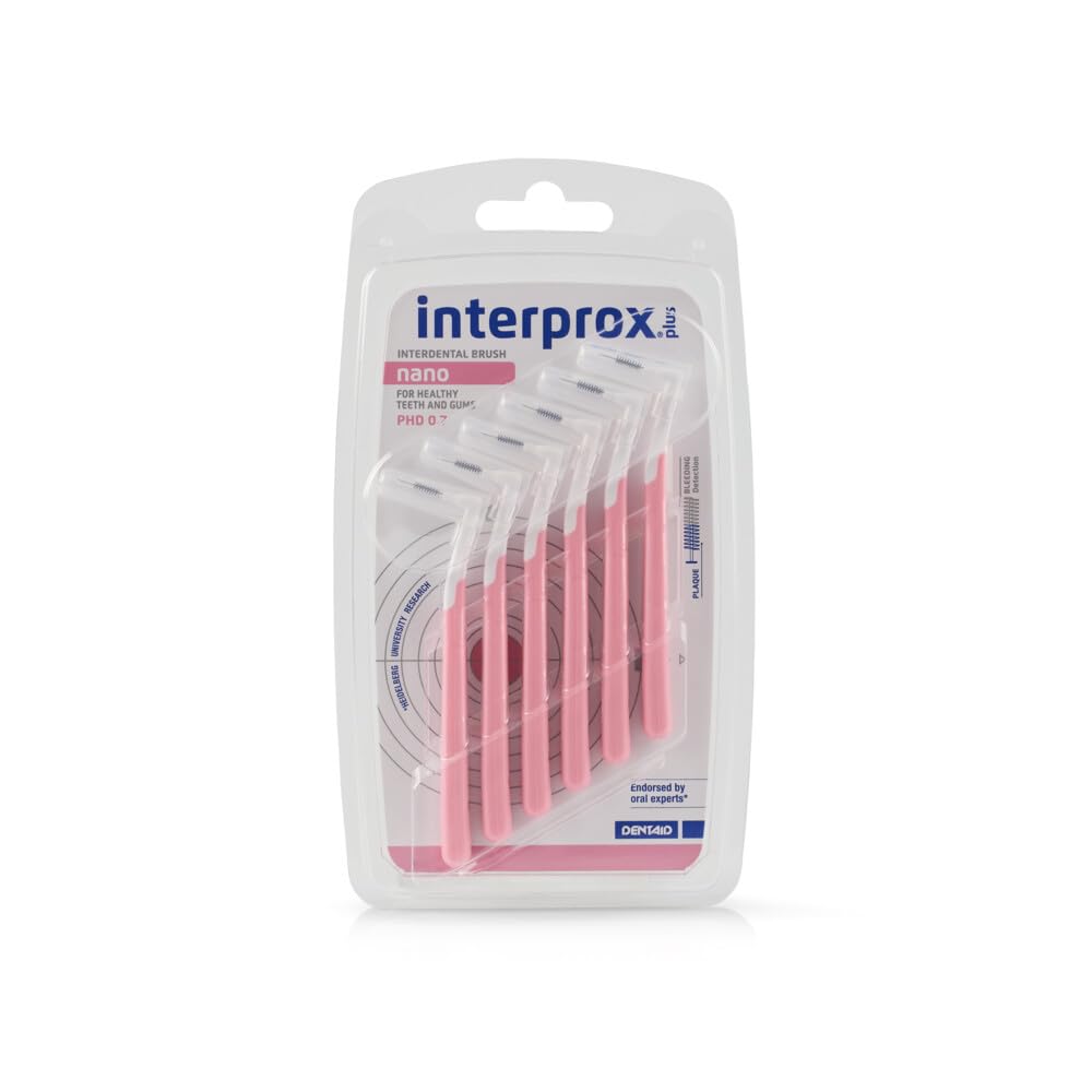 Interprox plus 6 cepillos interdentales rosas nano paquete de 6 unidades (6 paquetes de 6 unidades)