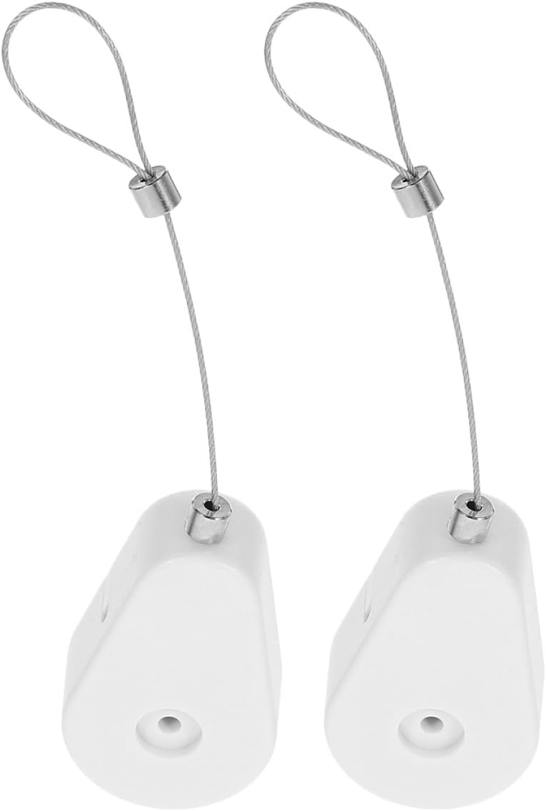 SEWACC 2pcs Retractable Remote Control Cable Tether Lock with Steel Wire Anti-Theft Security Leash for Tv Remote Controls White Safety Wire Loop