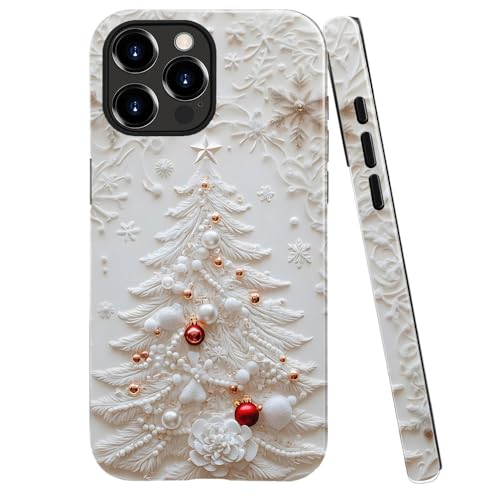 Case for iPhone 14 Pro - Slim Fit Anti-Scratch Phone Case for Girl Women - Christmas Tree White (Glossy)
