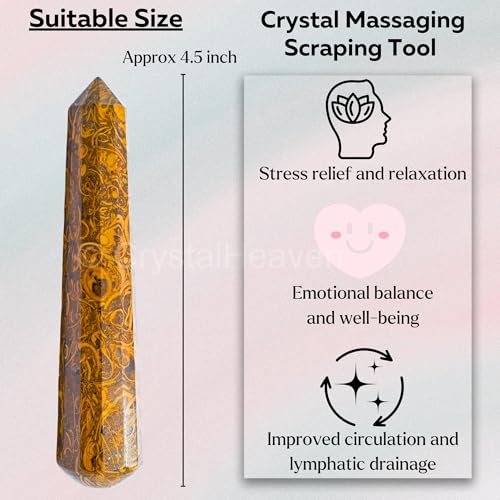 Image of Mariyam Jasper Crystal Wand - Pointed Crystal Wand for Energy Healing, Chakra Balancing, Meditation and Home Decor - Crystals and Healing Stones for Gift