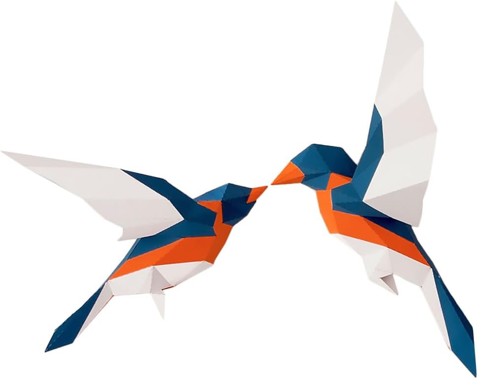 ORFOFE 3D Geometric Love Birds Wall Mounted Decor Lightweight Eco-Friendly Papercraft Sculpture for Home Garden Patio and Kids Room Ornament