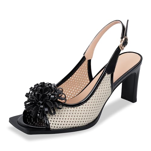 Women's Open Toe High Heel Slingback Sandals Flower Perforated Dress Party Shoes