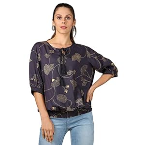 Haute Curry by Shoppers Stop Rayon Round Neck Womens Casual Top