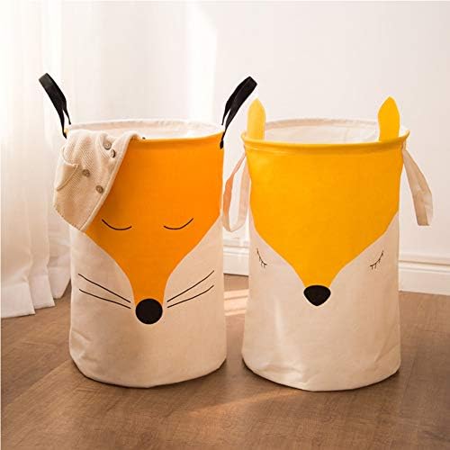 Inwagui Large Laundry Baskets Collapsible Fabric Laundry Hampers Cartoon Fox Toy Storage Bins with Handles - Style B