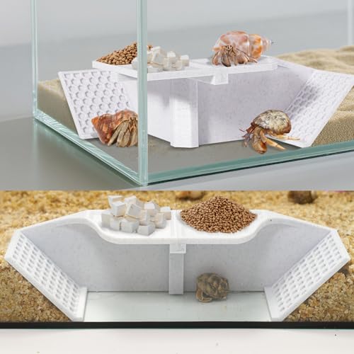 Swirge Hermit Crab Underground Hideout Cave Corner, 3 in 1 Multiple Shape Hermit Crab Climbing Accessories, Reptile Tank Accessories for Gecko Frog Tortoise (White)