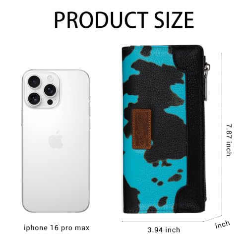 Image of Wrangler Cow Print Wallet Women Bifold Credit Card Wallet Women's Wallets, Card Cases & Money Organizers Wallets for Women Ladies Female Cash Wallett with Smooth Zipper