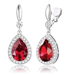 Silver Tone/Red Stone