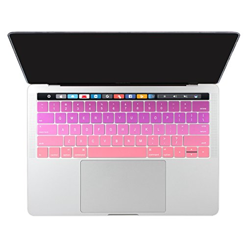 Dongke Ultra Thin Gradient Color Silicone Keyboard Protector Cover Skin MacBook Pro 13 15(Model:A1989 A1706 A1990 A1707) Muti-Touch Bar (2018 2017 & 2016 Release) (Gradient Pink)