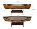 SAILINGSTORY Wooden Boat Canoe Coffee Table Lake House Decor Nautical Coastal Coffee Table Side Table with Shelf Antique Honey Finish