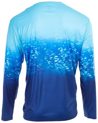 Reel Legends Mens You Got Schooled Reel-Tec Long Sleeve Top Large Blue Multi2