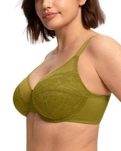 Image of HSIA Minimizer Bras for Women Enchante Full Coverage Underwire Bras Plus Size Lifting Floral Lace Bra for Heavy Breast