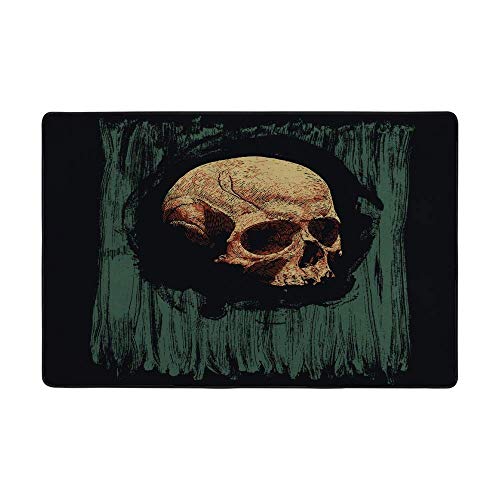 Tapis de sol velours corail épais motif crâne texture grunge