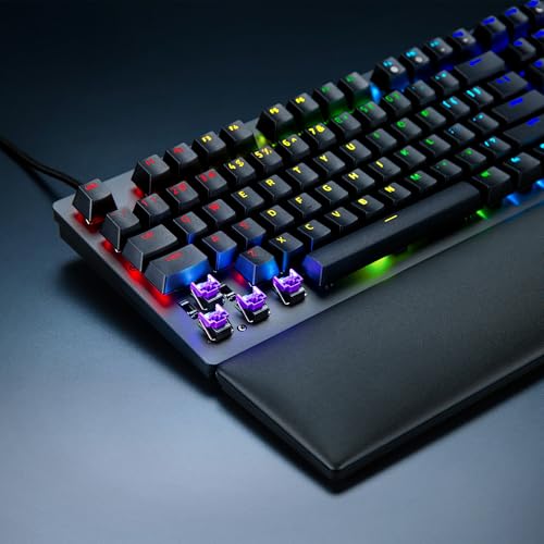 Razer Huntsman V2 Tenkeyless (Switches Violets) - Clavier Gamer Optique (Switches Optiques Clicky, Touches en PBT Doubleshot, Repose-Poignet) Clavier AZERTY | Noir