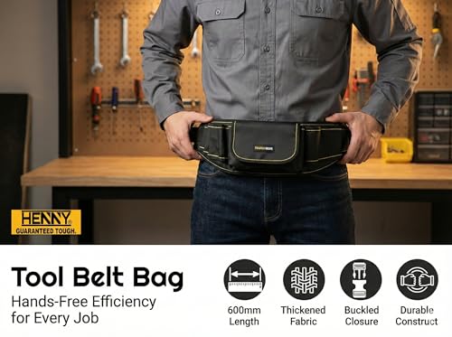 Image of TOUGH GEAR 2.0 Pro Series Heavy Duty Tool Belt Waist Bag 600x145x50 mm, Durable Oxford Polyester Multi-Pocket Tool Storage Pouch with Adjustable Belt for Electrician, Technician & Repair Work.