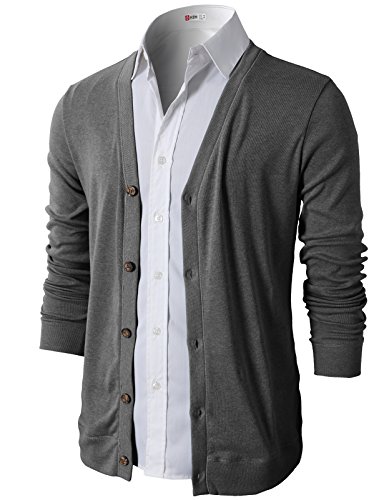 H2H Mens Casual Slim Fit Cardigans V-Neck Basic Designed Long Sleeve Button Down3