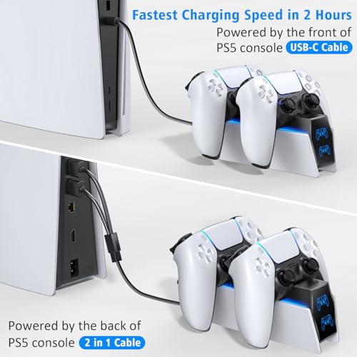 oivo ps5 controller charger 2h fast charger with 2 cable types ps5 charging station for playstation 5 controllers p4 interactive figure