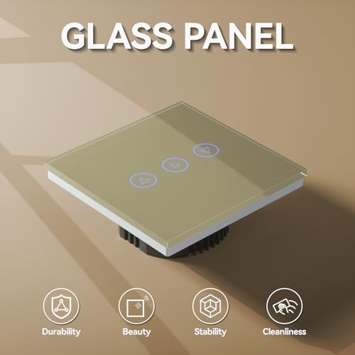 BSEED Smart Alexa 3 Fach Dimmer Lichtschalter,Kompatibel mit Tuya/Google Home/SAMRT LIFE Weiß,Verdreifachen Dimmerschalter mit Touch Panel Gold,APP Fernbedienung und Timer Funktion