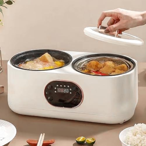 Miniatura 9 de Olla De Cocción Lenta Doble, Servidores De Buffet Y Calentadores Calentador De Alimentos De Olla De Cocción Lenta Temp Ual Ajustable Ollas De Cerámica De 2 Ollas Y Tapas De