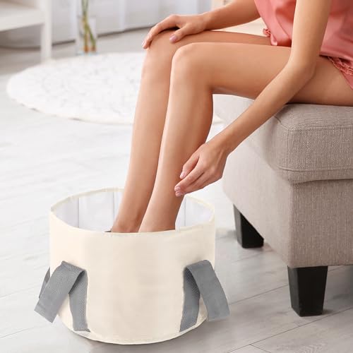 Bolsa plegable para baño de pies beige miniatura 2