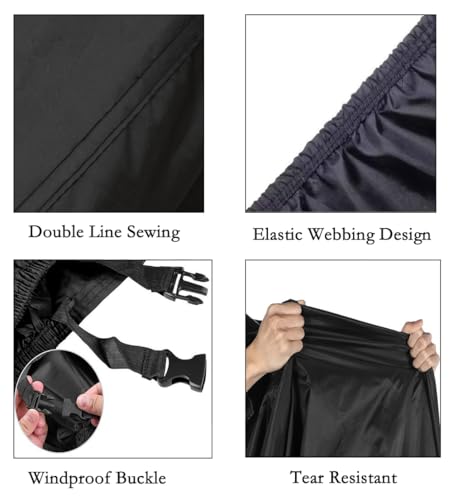 Image of Motorcycle Cover Waterproof, Outdoor Motorbike Cover with Lock-Holes, All Season Protection Motorbike Vehicle Covers Fits up to 97 inch Motorcycles, Size 2XL - Black