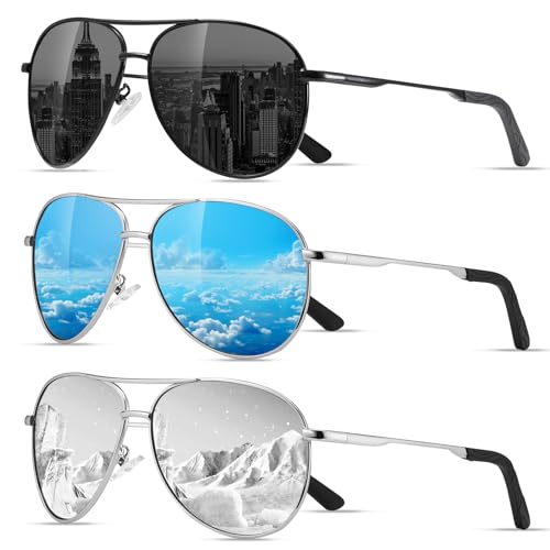 Eiuizah Polarized Aviator Sunglasses for Men Women, Driving Mens Sun Glasses with UV Protection for Fishing Golf