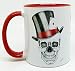 Half a Donkey Tasse dessinée à la main avec tête de mort et intérieur rouge émaillé