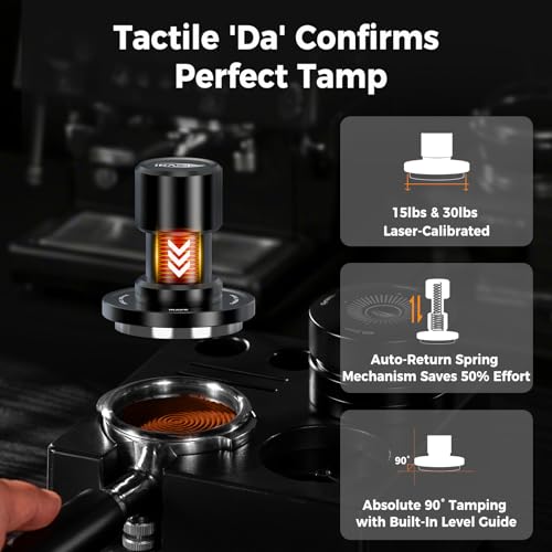 Image of IKAPE 45.5MM V6 Impact Espresso Tamper with Sound Feedback, 15lb /30lb Interchangeable Springs, Espresso Low-Profile Tamper with Triple-spring System, Fits 45.5mm portafilters