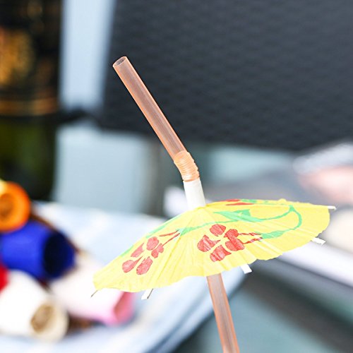 ALINK 50 Hawaiian Beach Cocktail Straws for Luau Party Decorations